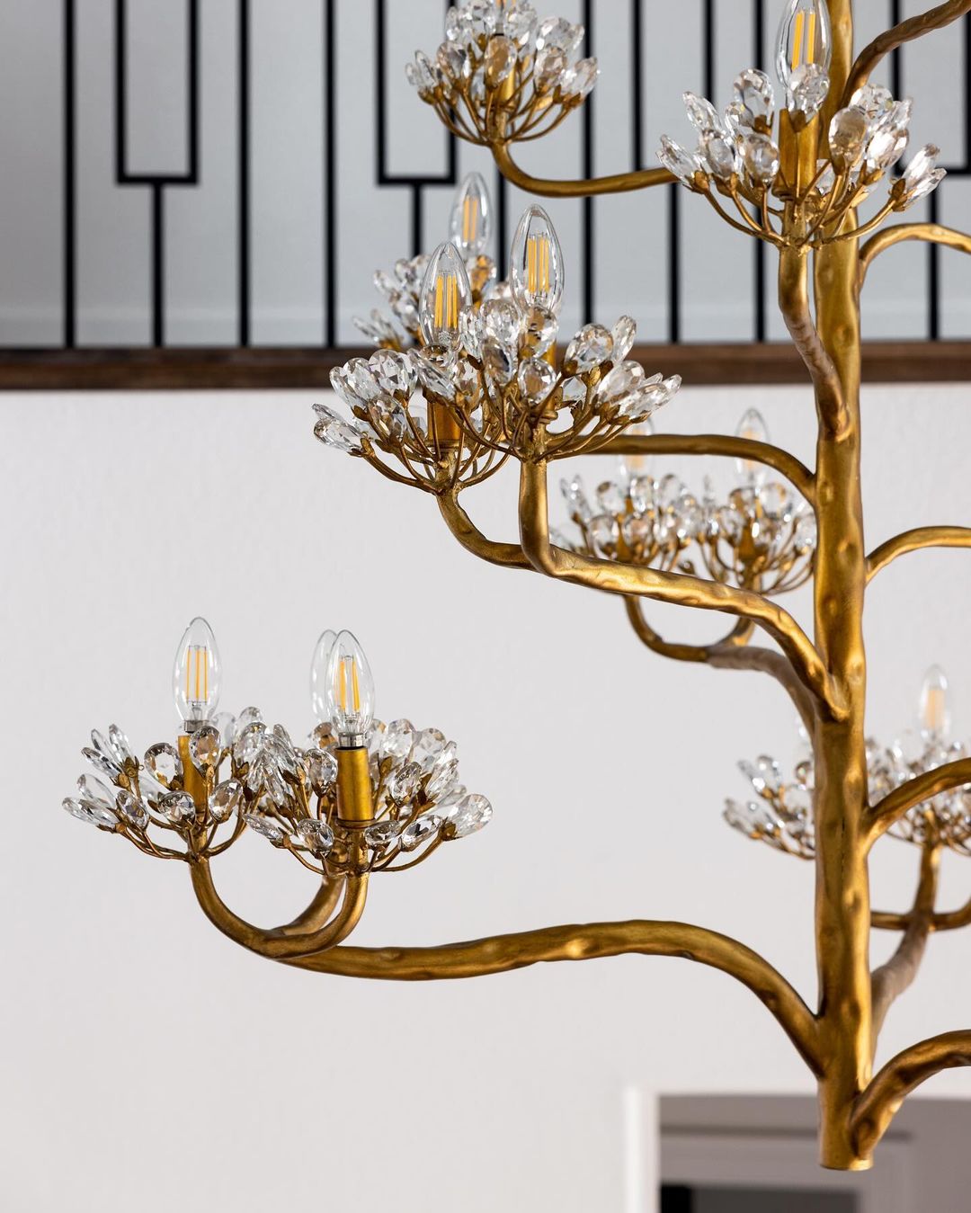 Luxury Branch Flower Chandelier in Gold for Living Room Staircase and Bedroom Lighting