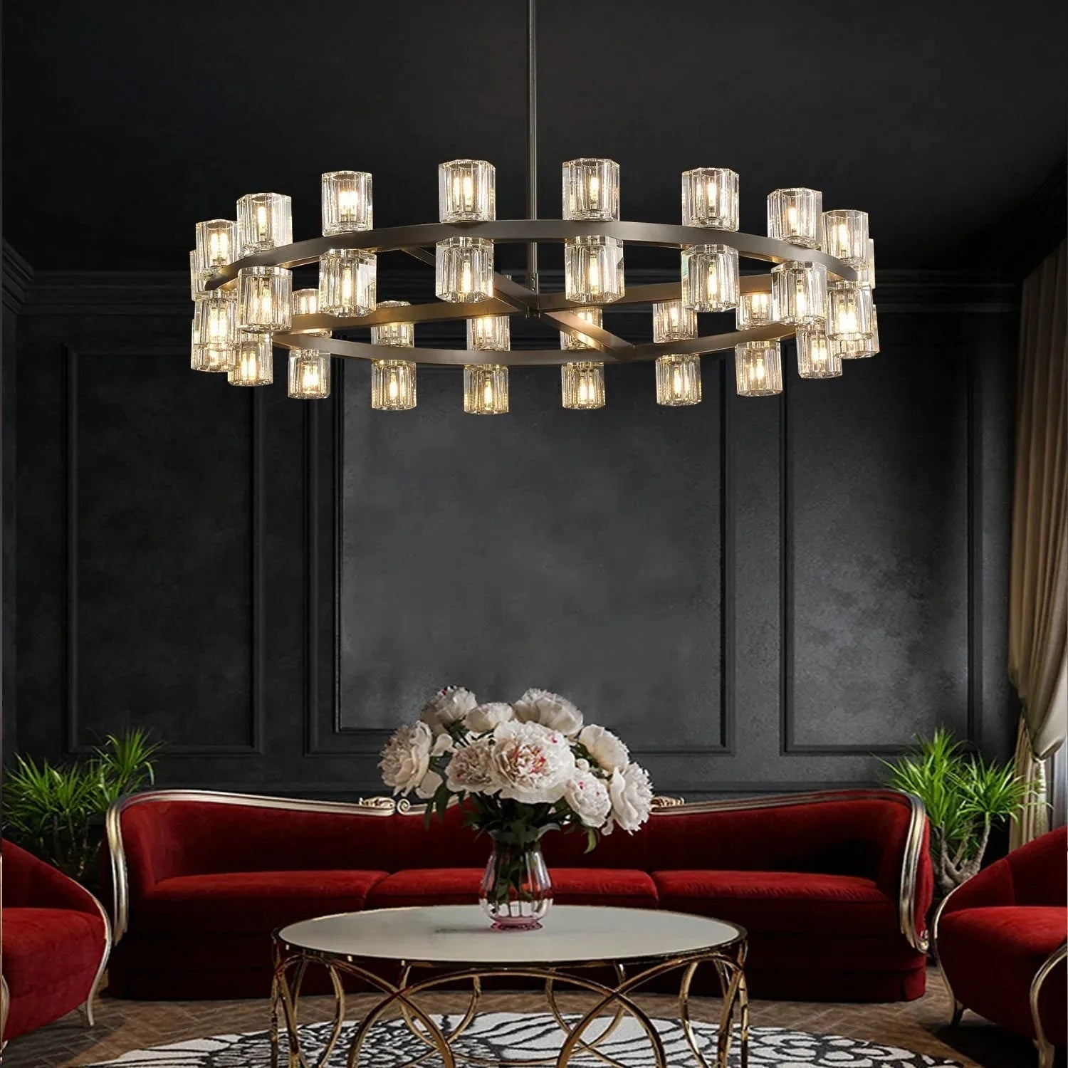 Auraline Crystal Round Chandelier 60"