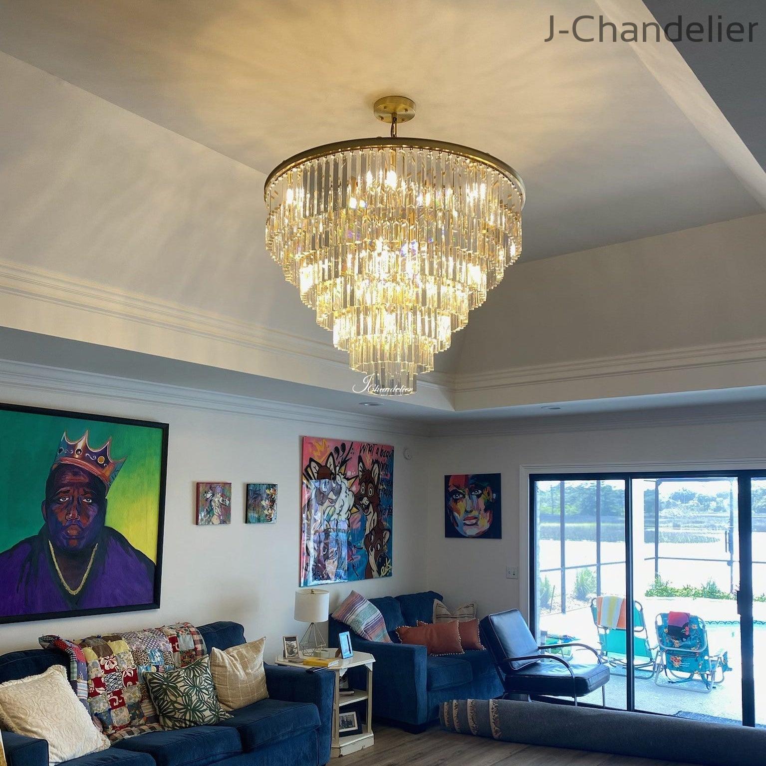 1920s Odaon Art Deco Round Chandelier 20"32"44"