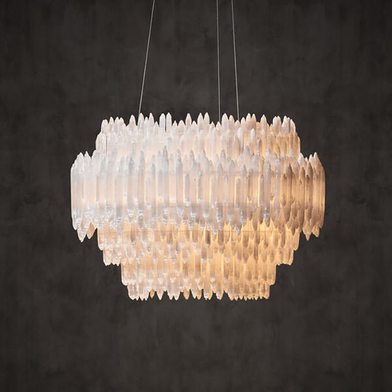 Art Selenite Layer Round Chandelier - Merlin Lamps