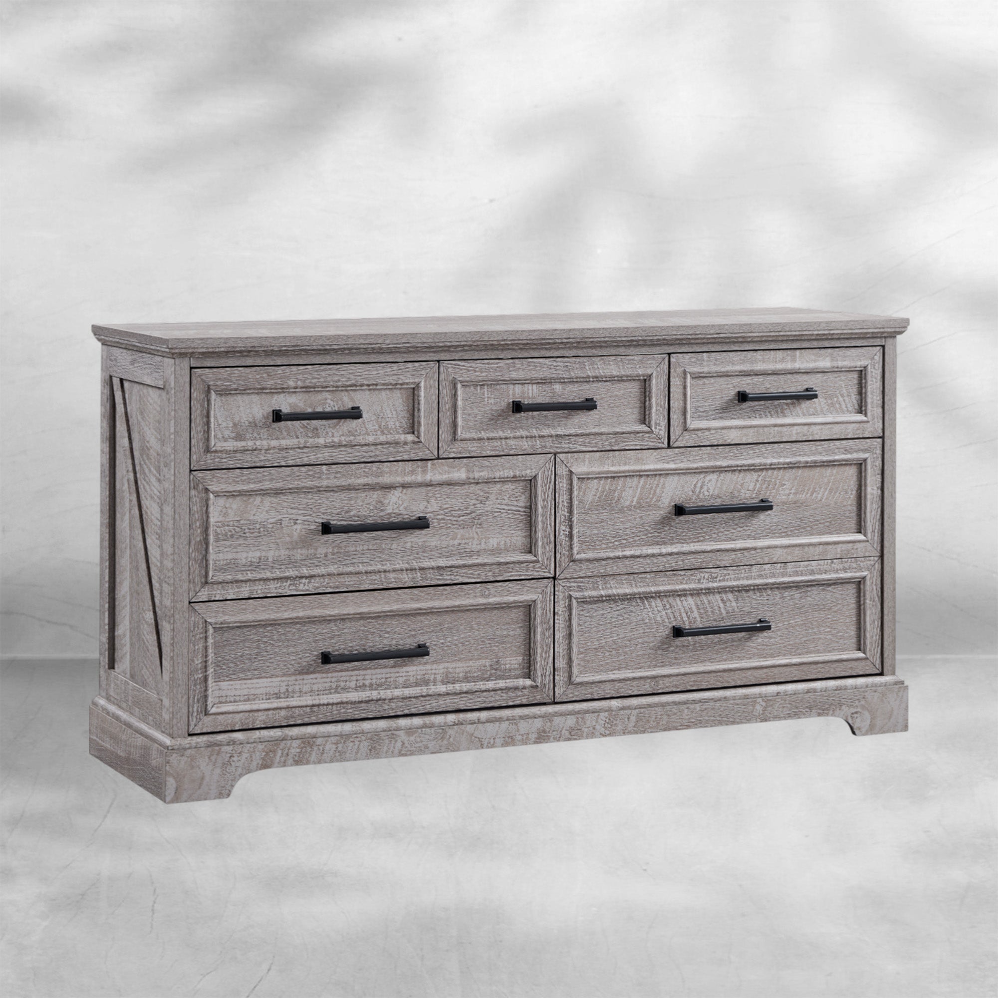 52" Wide Farmhouse 7-Drawer Dresser | Black Chest of Drawers