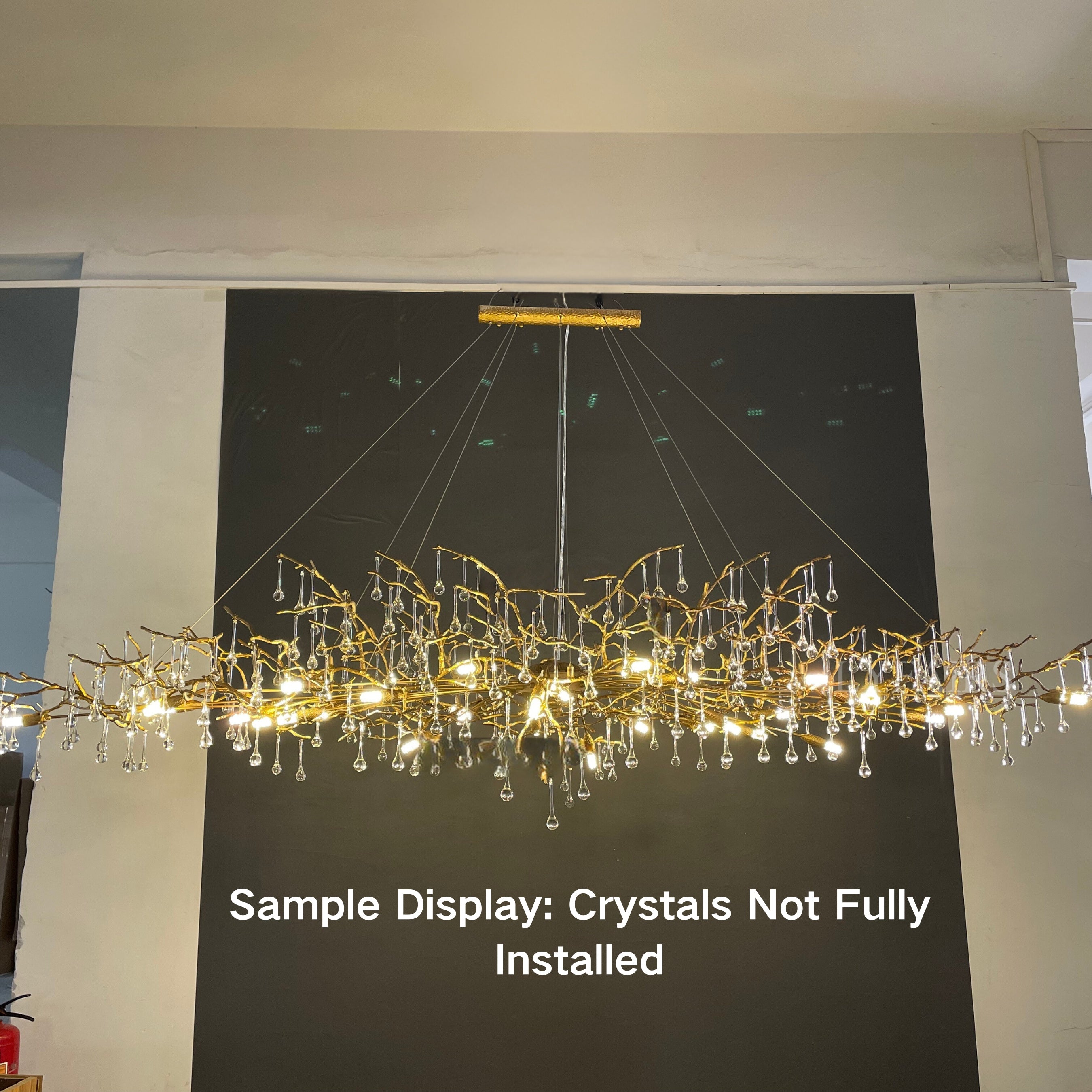 New Style Extra Large Brass Branch Chandelier Light Crystal Drops Pendant Lamp For Living/ Dining Room