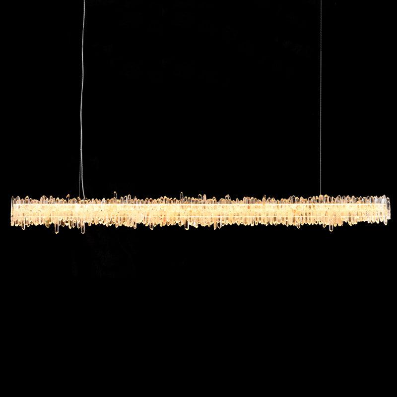 JC Rock Crystal Cluster Linear Dining Chandelier
