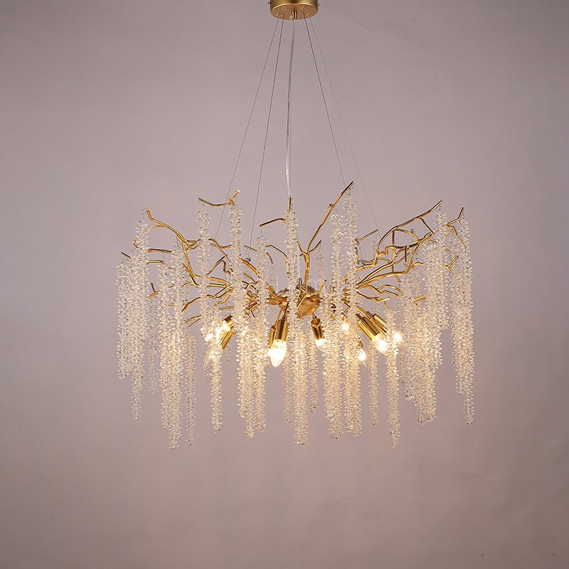Crystal Gold Tree Branch Chandelier