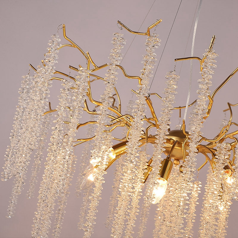 Crystal Gold Tree Branch Chandelier