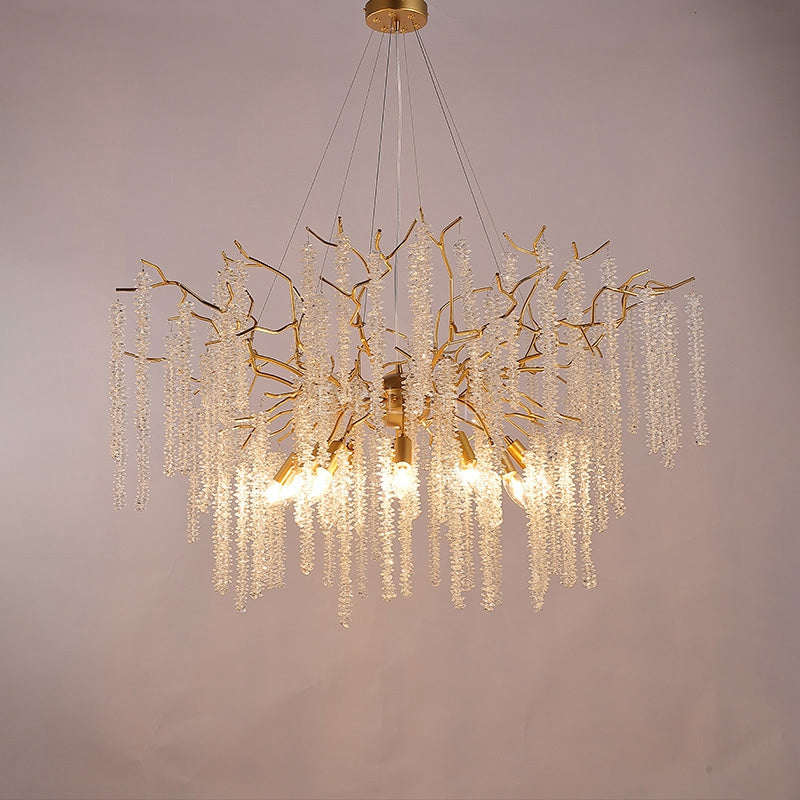 Crystal Gold Tree Branch Chandelier