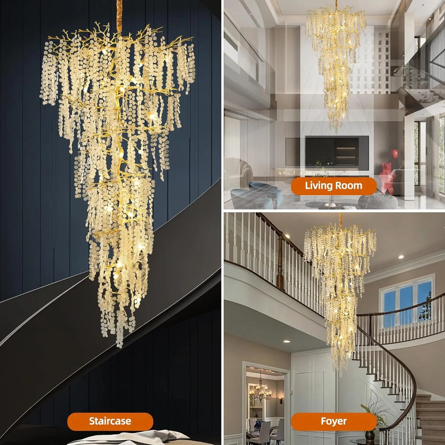 JC Foyer Large Tree Branch Ceiling Chandelier