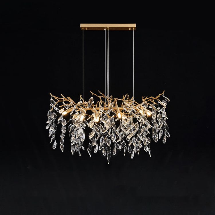 JC Lumanna Linear Gold Chandeliers Tree Branch Kitchen, Gold Chandelier