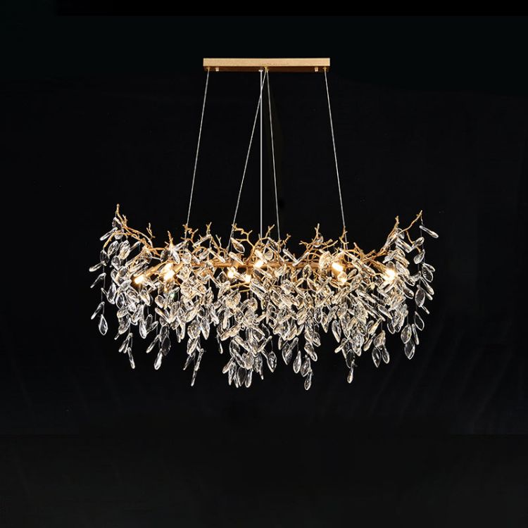 JC Lumanna Linear Gold Chandeliers Tree Branch Kitchen, Gold Chandelier