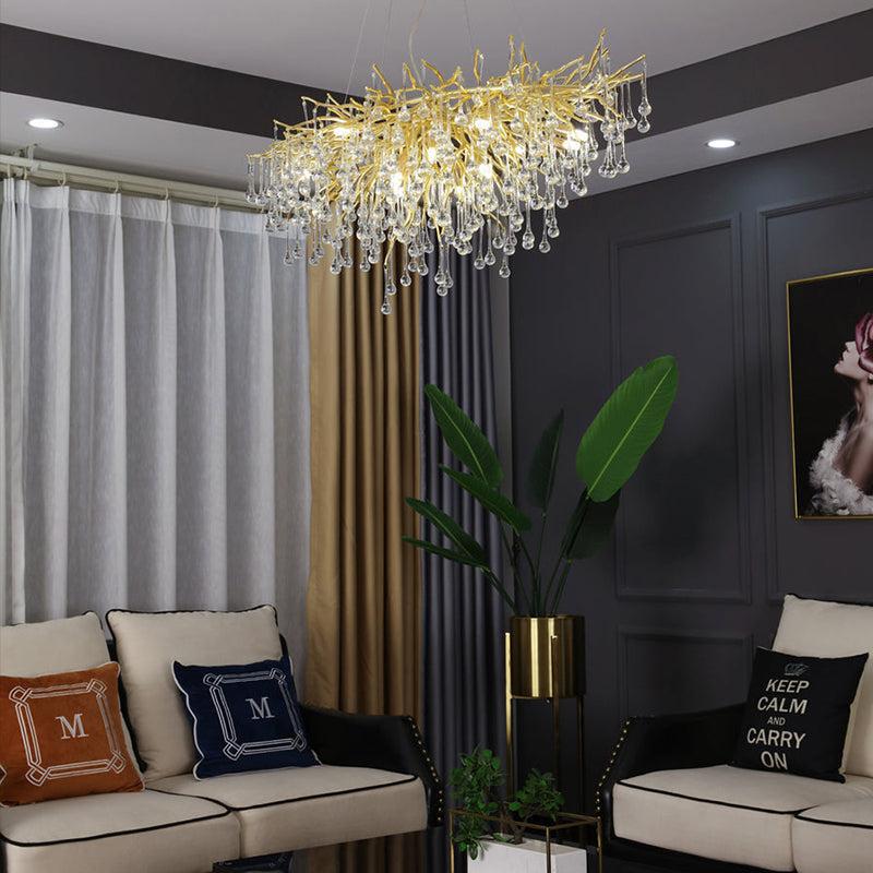 JC Aqua Modern Tree Branch Crystal Chandelier 47.5" L