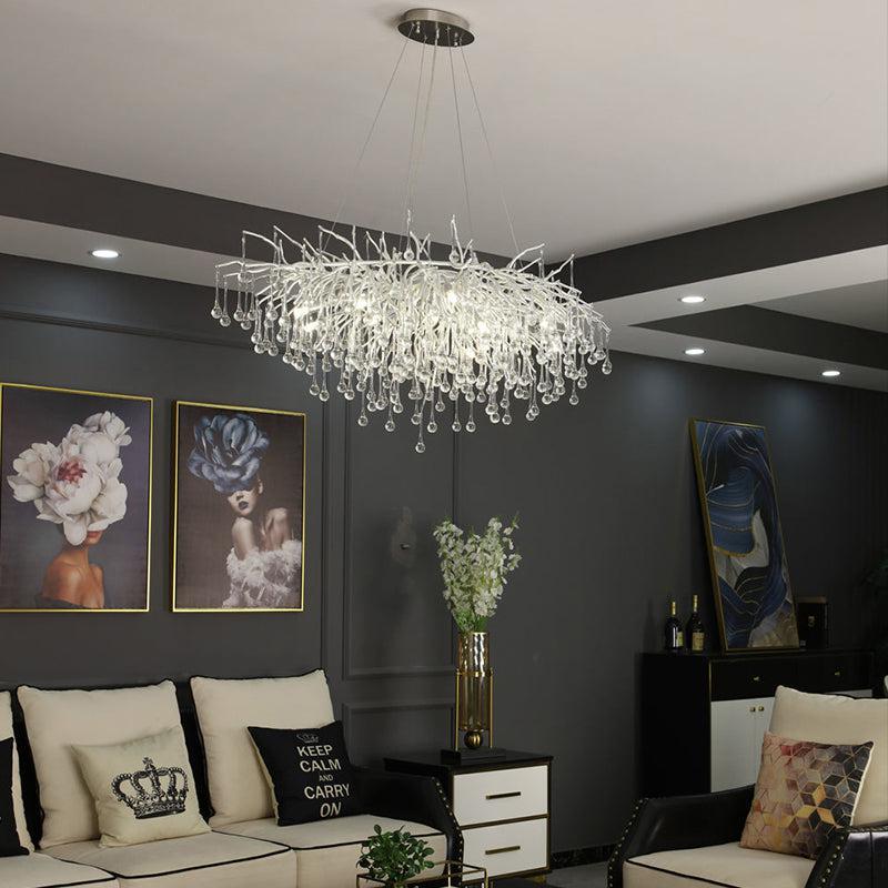 JC Aqua Modern Tree Branch Crystal Chandelier 47.5" L