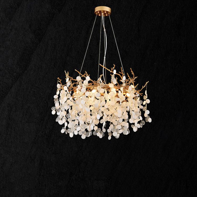 JC Akari Round Circle Fortune Tree Branch Round Chandelier