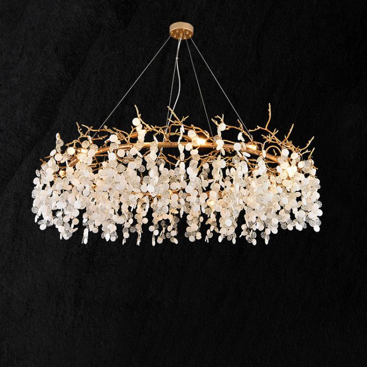 JC Akari Round Circle Fortune Tree Branch Round Chandelier