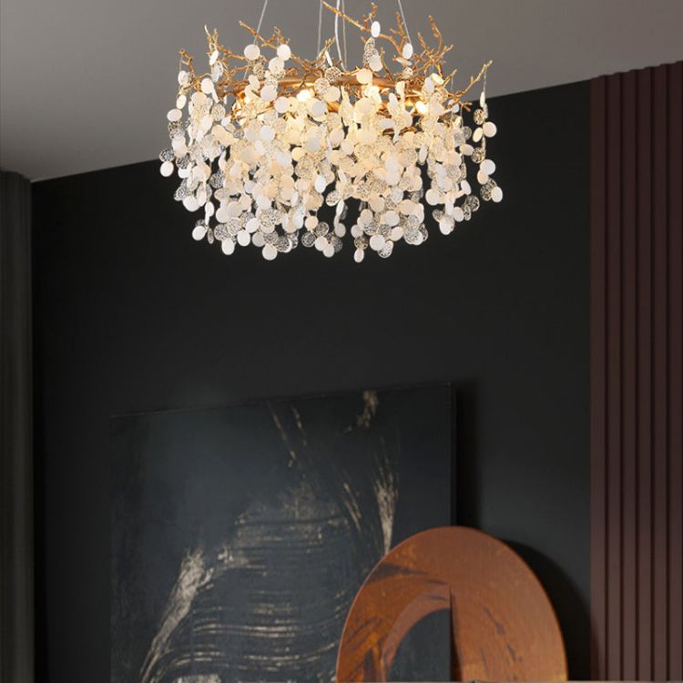 JC Akari Round Circle Fortune Tree Branch Round Chandelier