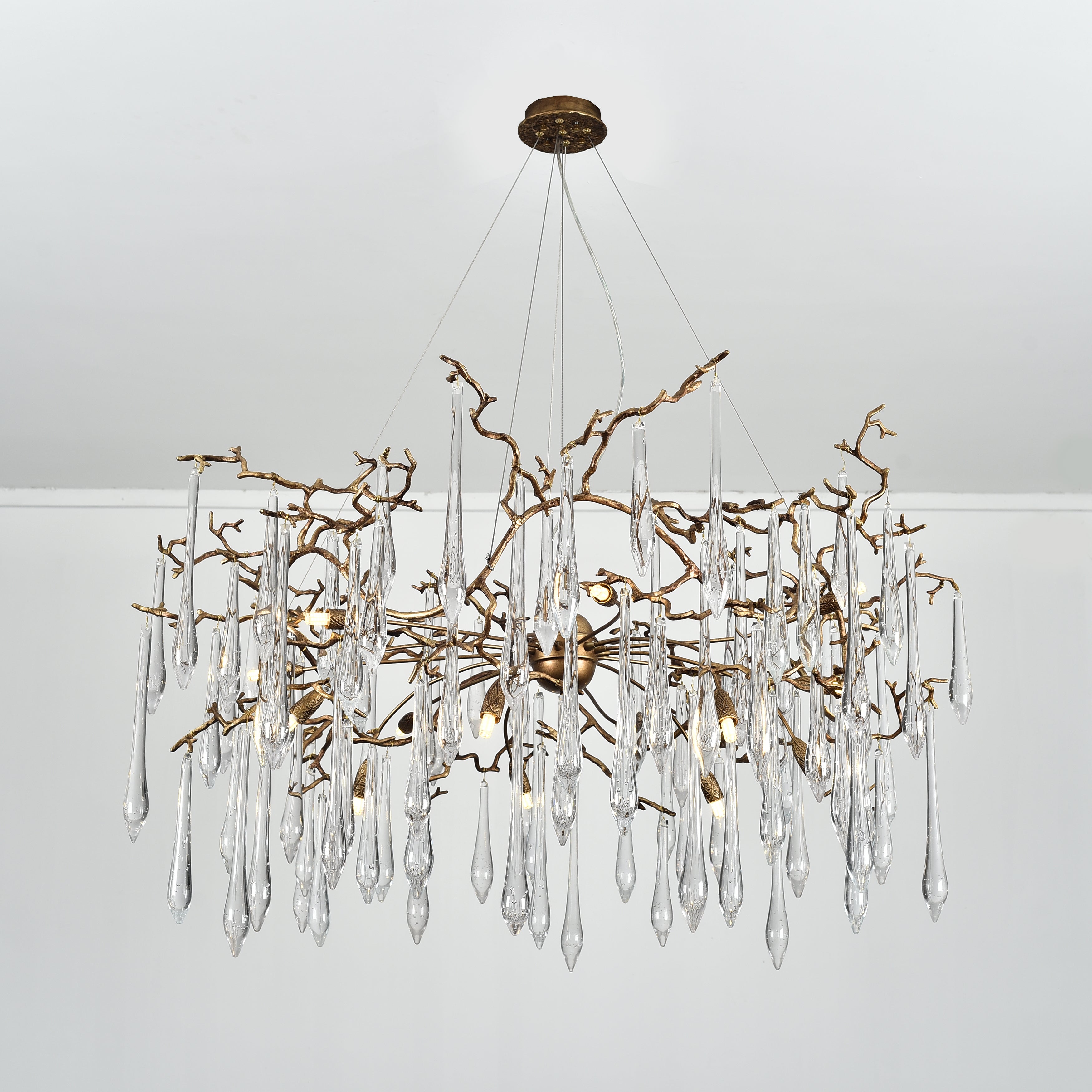 Dawn Teardrop Branch Brass Round Chandelier