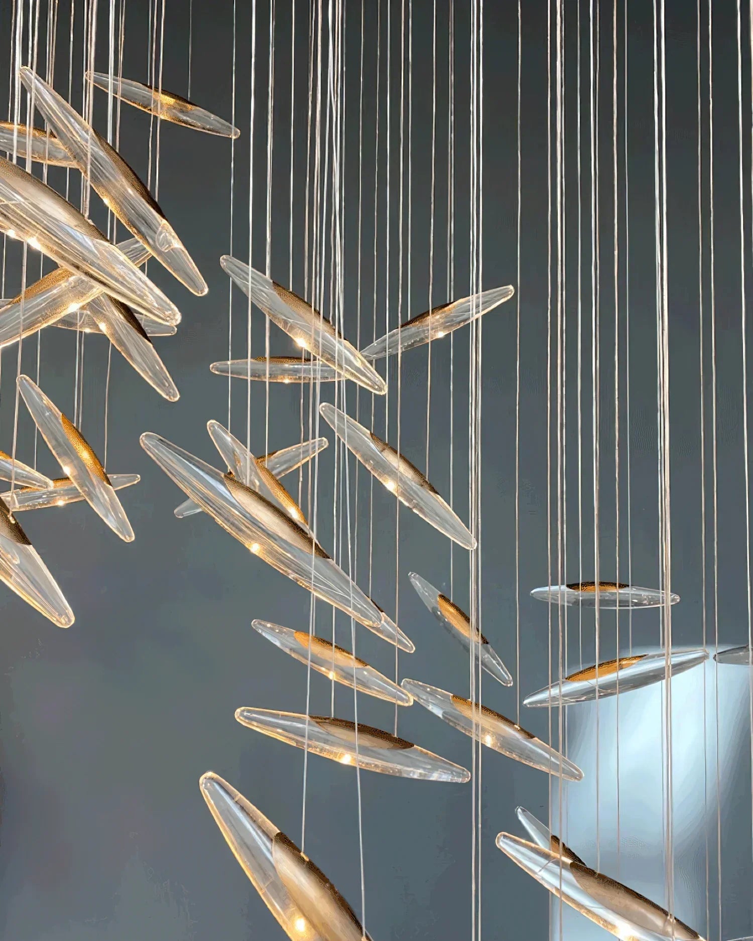 Modern Crystal Whispers LED Floating Light Fixture Artistic Chandelier for Hall