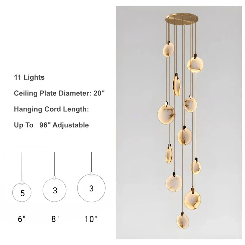 Moonshade Natural Marble Pendant Light Fixture Customized Canopy