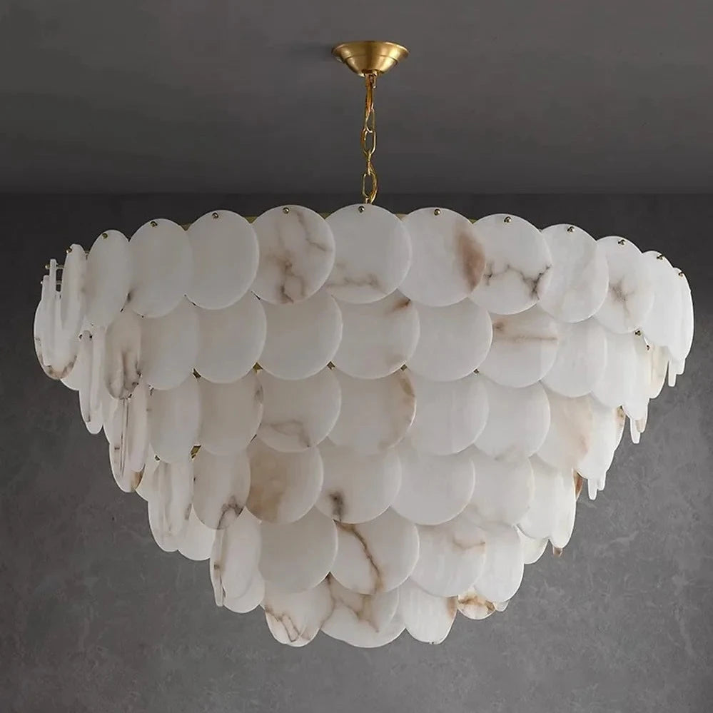 Noah Multi-Layer Natural Alabaster Round  Modern Chandelier 35''/43''