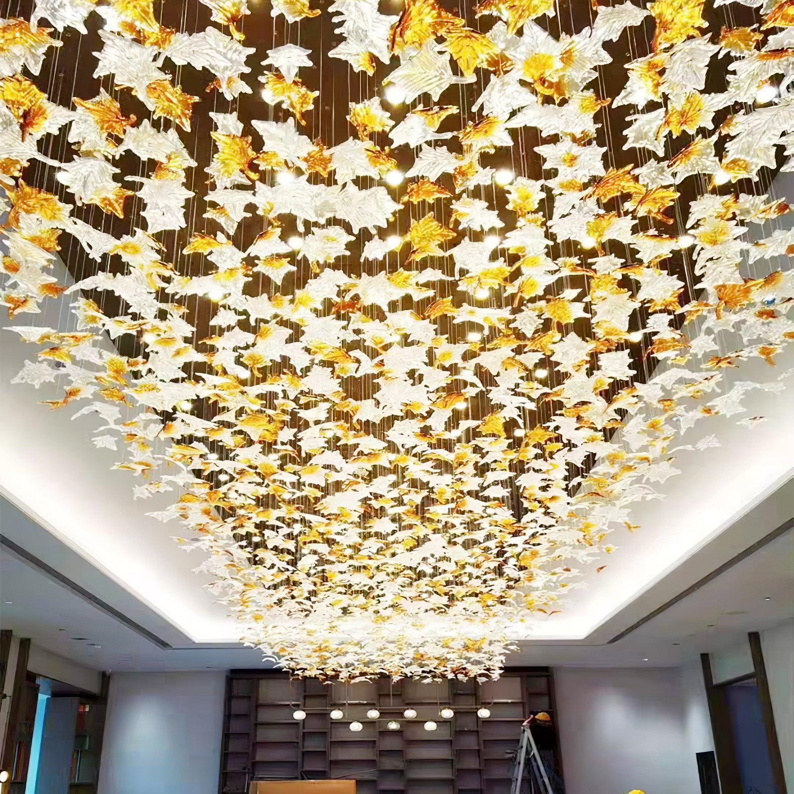 Multicolor Crystal Spiral Maple Leaf Chandelier