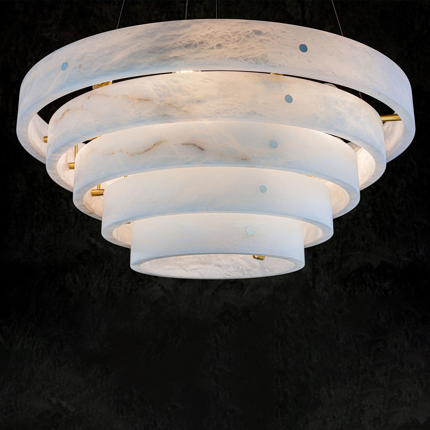 Alabaster Round Suspension Chandelier 52'' - Merlin Lamps