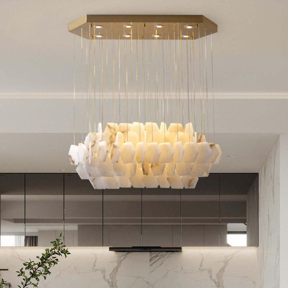 Natural Flake Alabaster Modern Chandelier - Merlin Lamps
