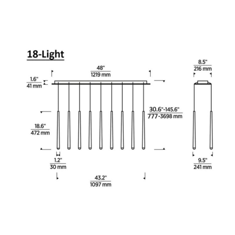 Noland 18-Light Linear Chandelier 48" - jchandelier