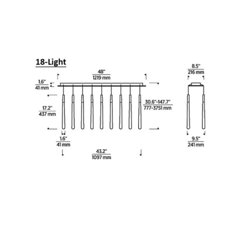 Noland 18-Light Linear Crystal Chandelier 48" - jchandelier