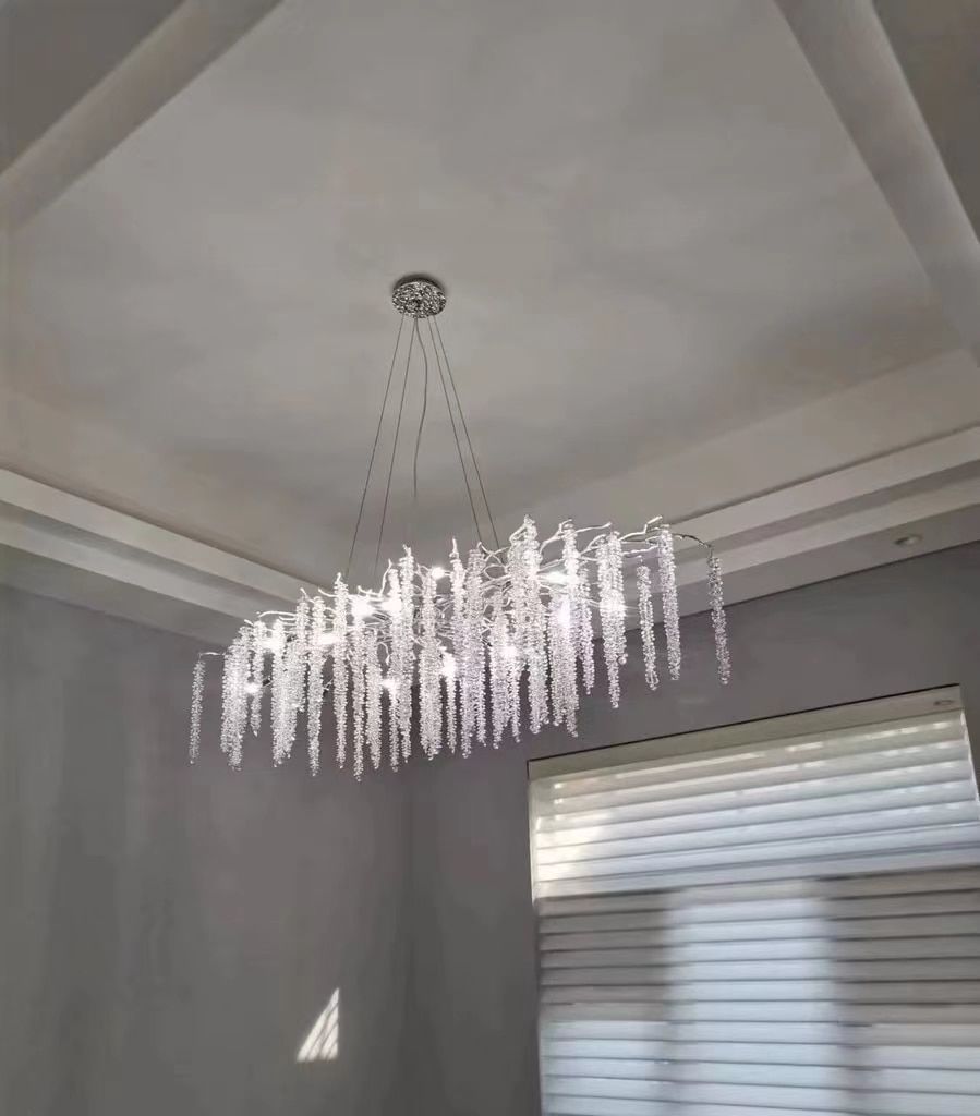 Elegant Crystal Icicle Chandelier in Branch Style for Dining Table Use