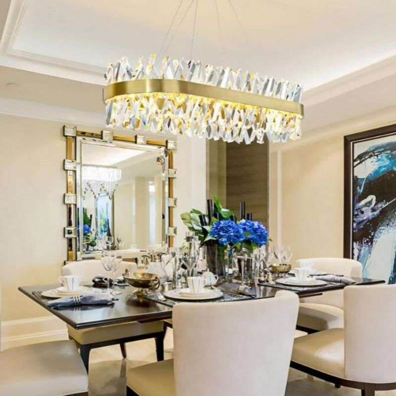 JC Wave Oval Crystal Chandelier