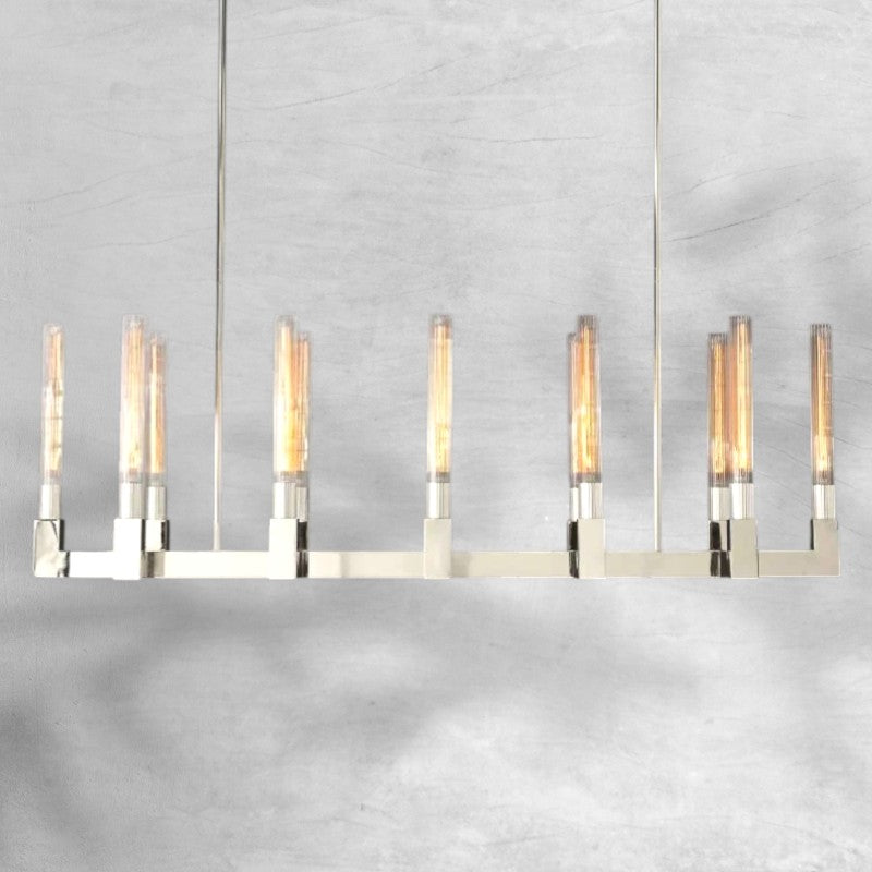 Cannel Glass Linear Chandelier 55"