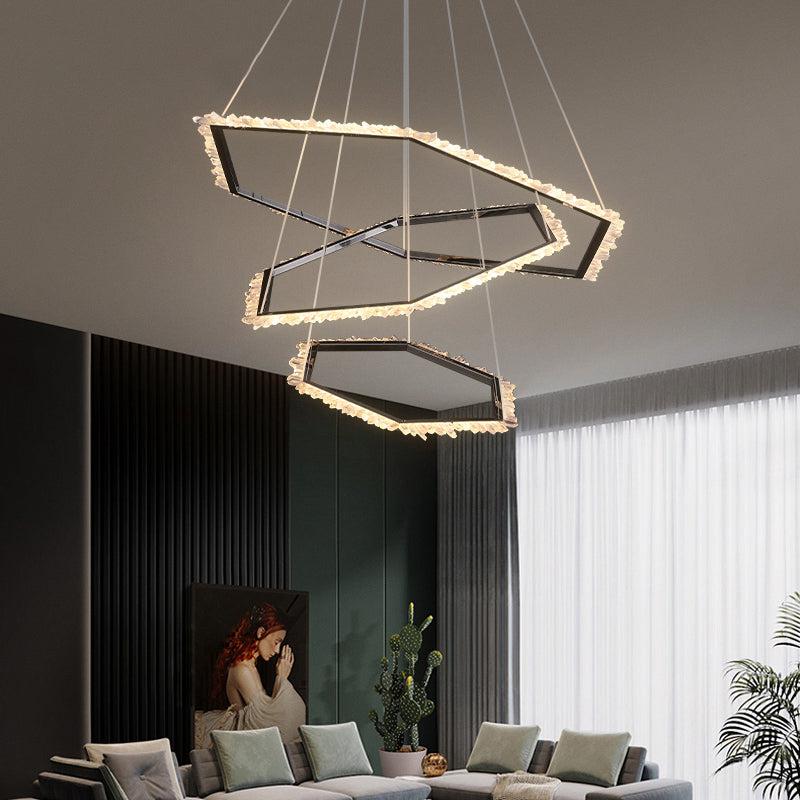 JC Hexagon Rock Crystal Ring Chandelier