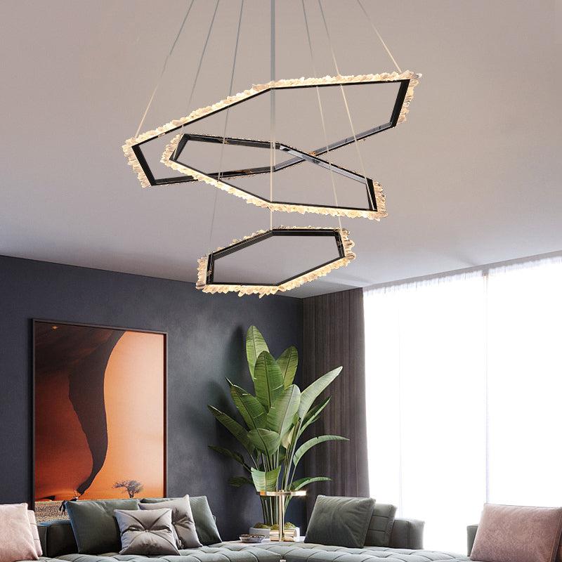 JC Hexagon Rock Crystal Ring Chandelier