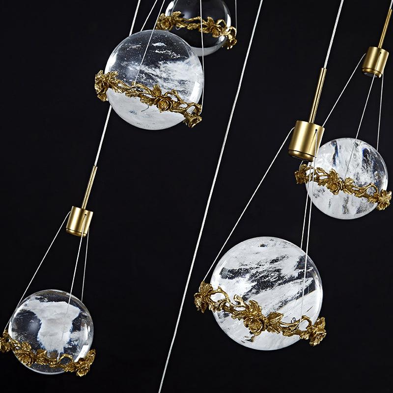 JC Rock Crystal Ball Ceiling Mounted Staircase Chandelier