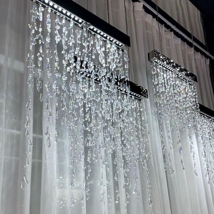 Modern Waterfall Tassel Crystal Chandelier for Dining & Kitchen
