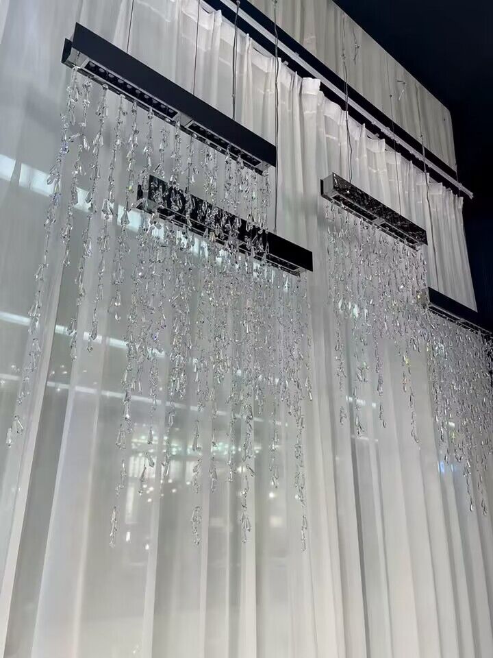 Modern Waterfall Tassel Crystal Chandelier for Dining & Kitchen
