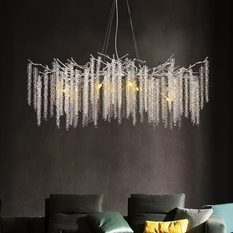 Elegant Crystal Icicle Chandelier in Branch Style for Dining Table Use