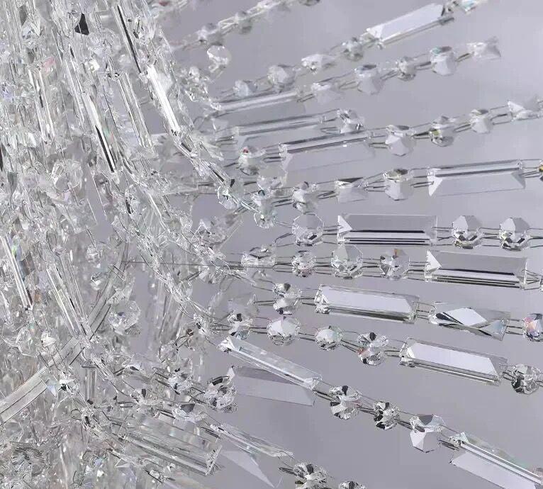 Oversized Silver Crystal Long Ceiling Chandelier Art Designer Column Waterfall Decorative Staircase Light Fixture