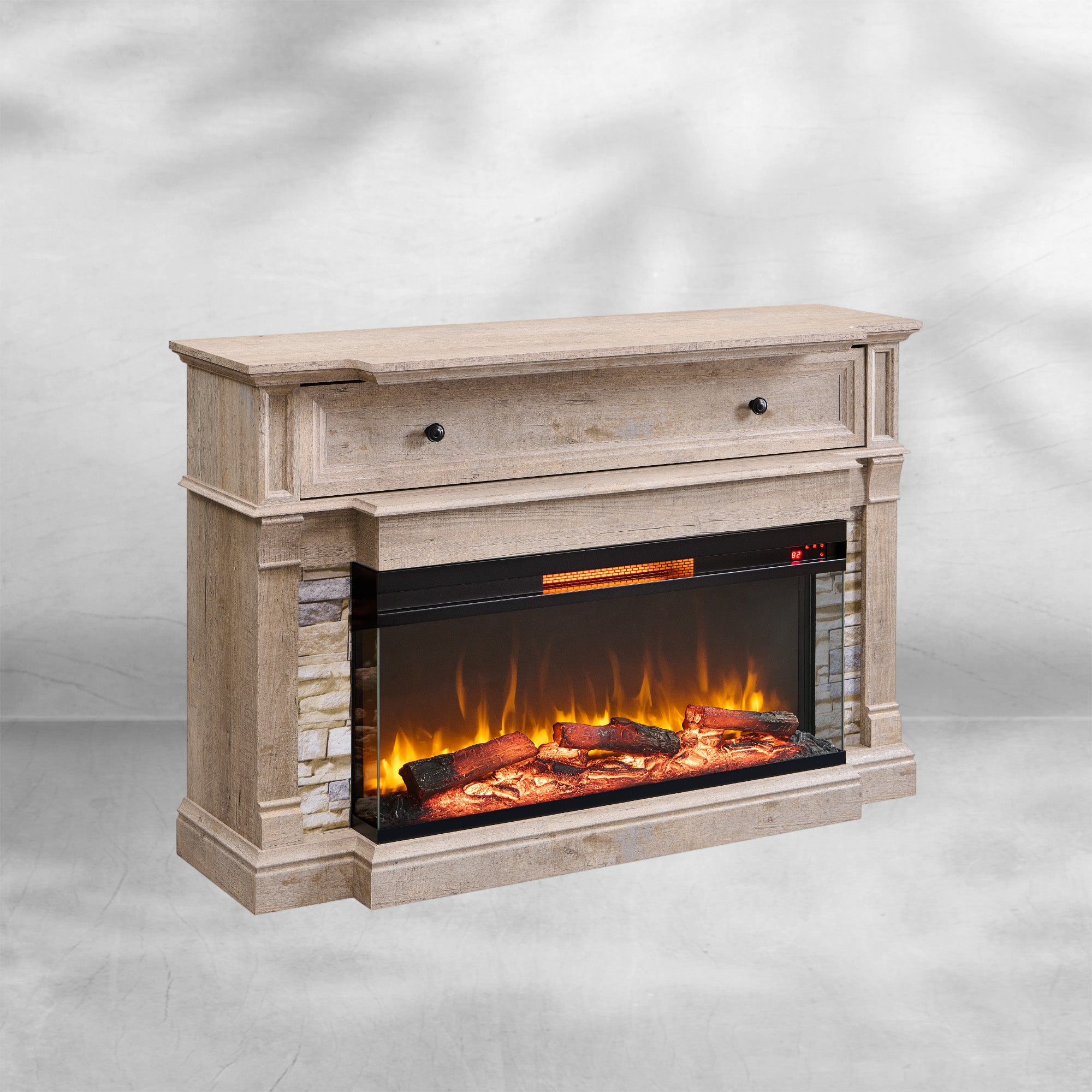 52" Electric Fireplace TV Stand with 3-Side Glass