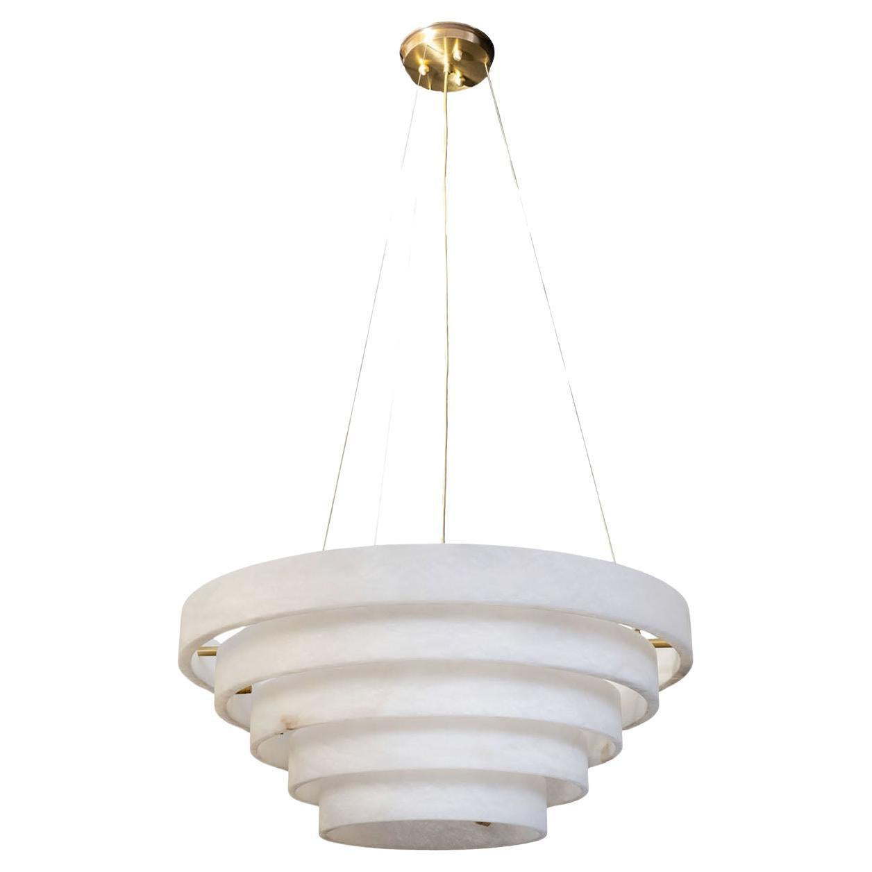 Alabaster Round Suspension Chandelier 52'' - Merlin Lamps