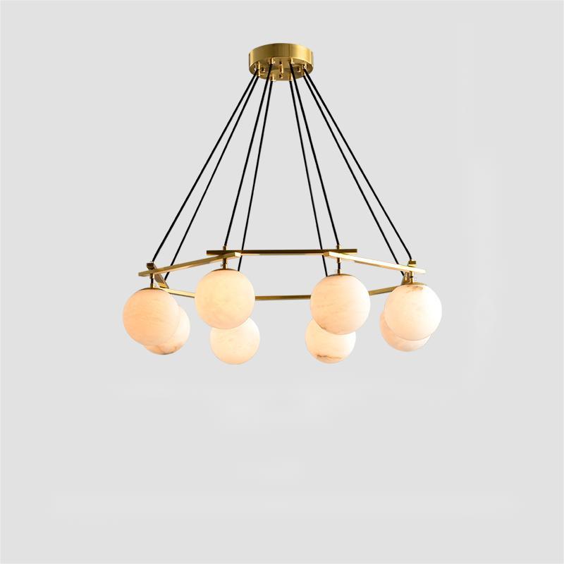 Alabaster Modern Structural Ball Chandelier