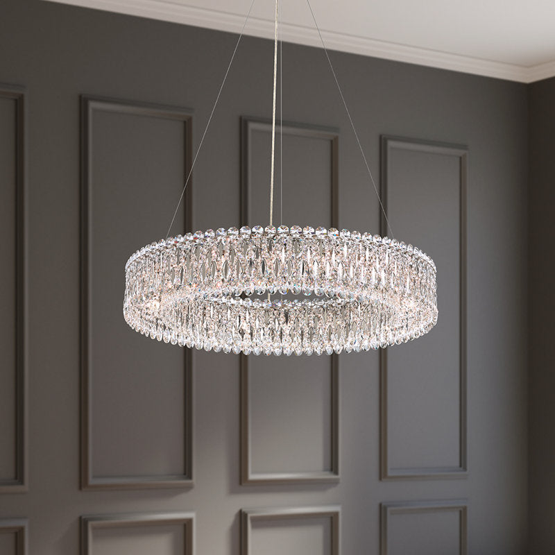 Sarella 18-Light Unique Statement Drum Chandelier with Clear Heritage Crystal