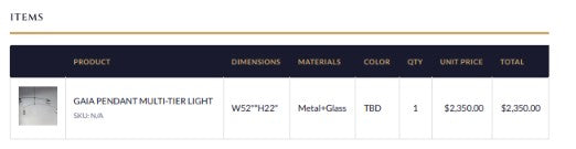 Quotataion to Hayley - Gaia Pendant Multi-Tier