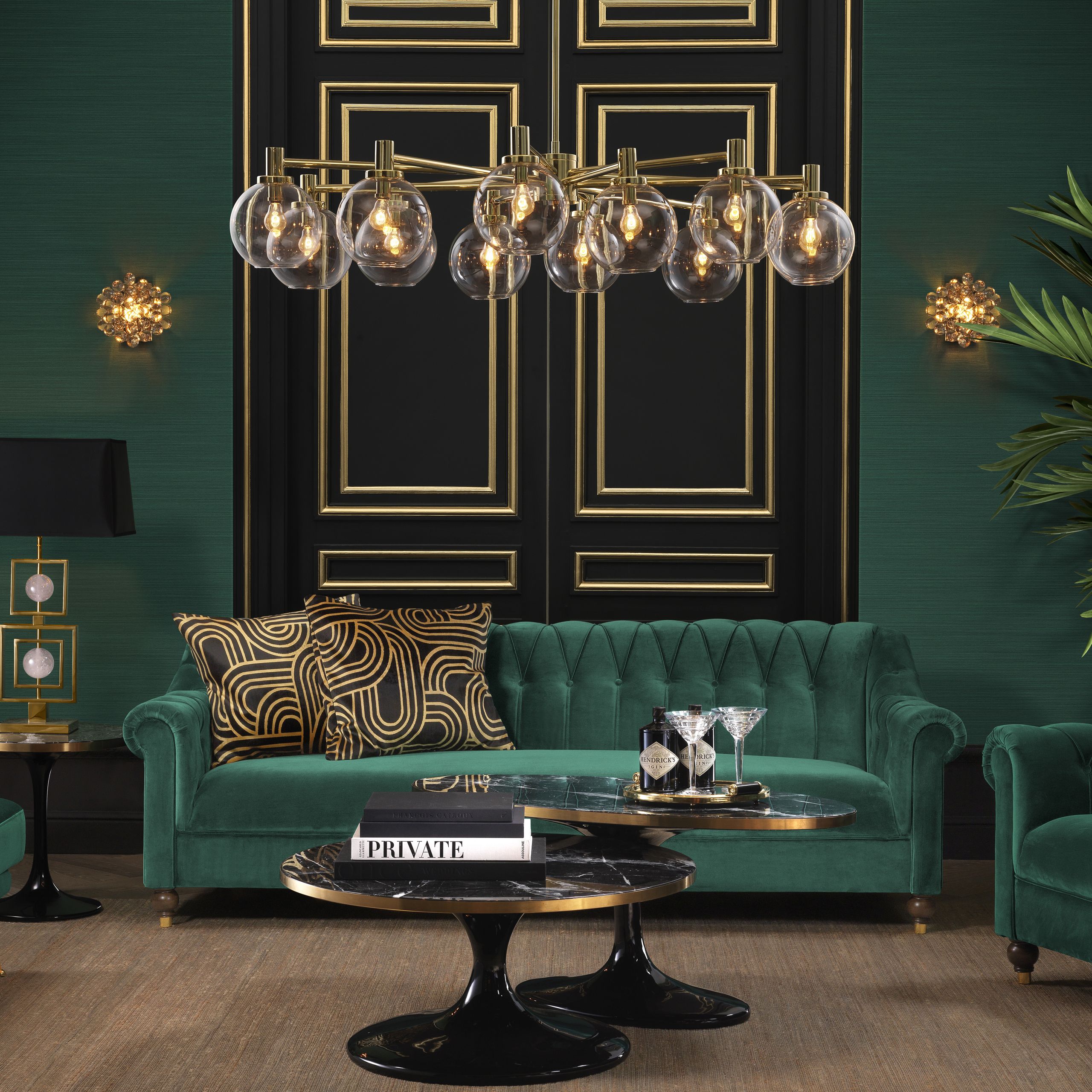 Selva Modern Glass Chandelier - Gold