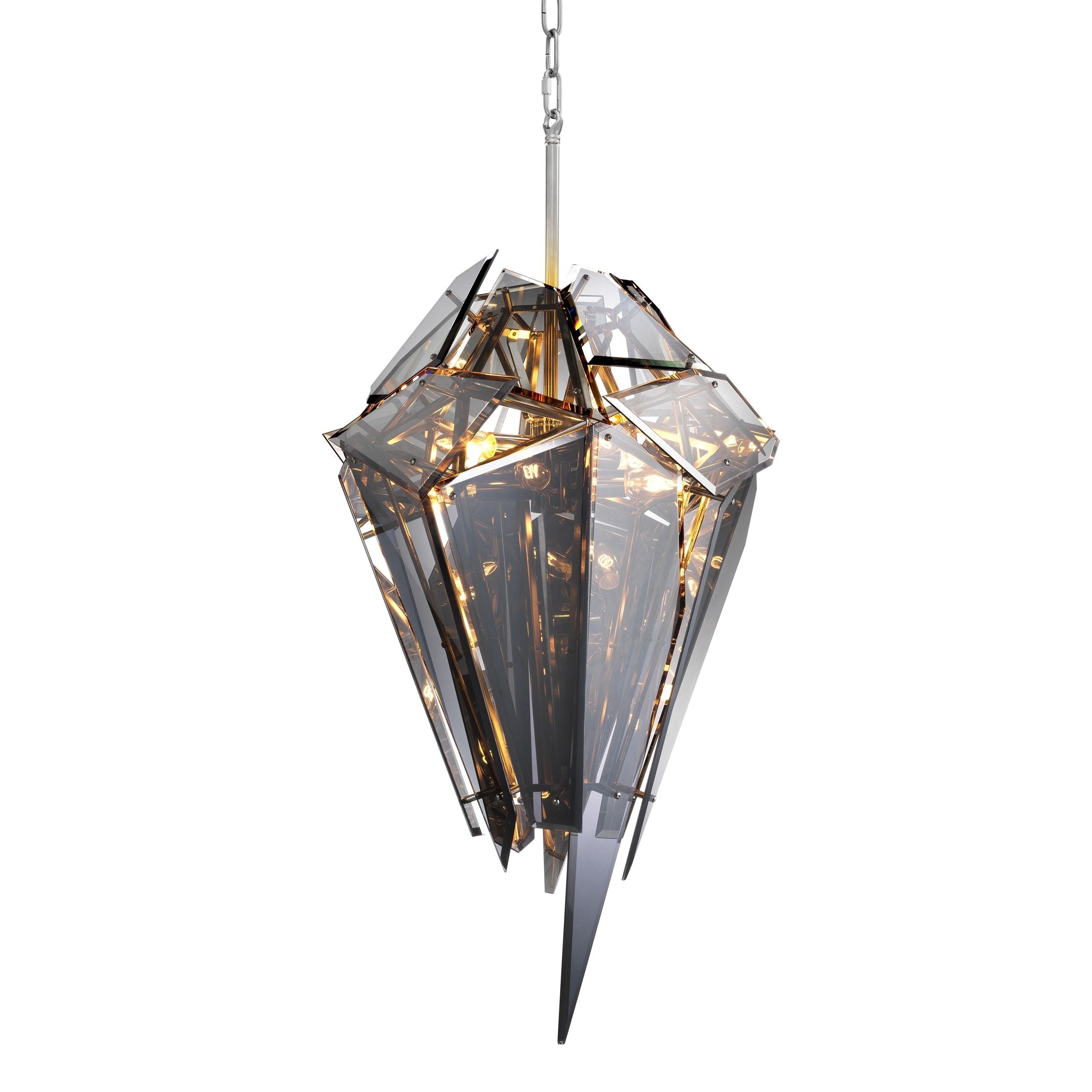 Shard Modern Glass Chandelier - Nickel/Gold