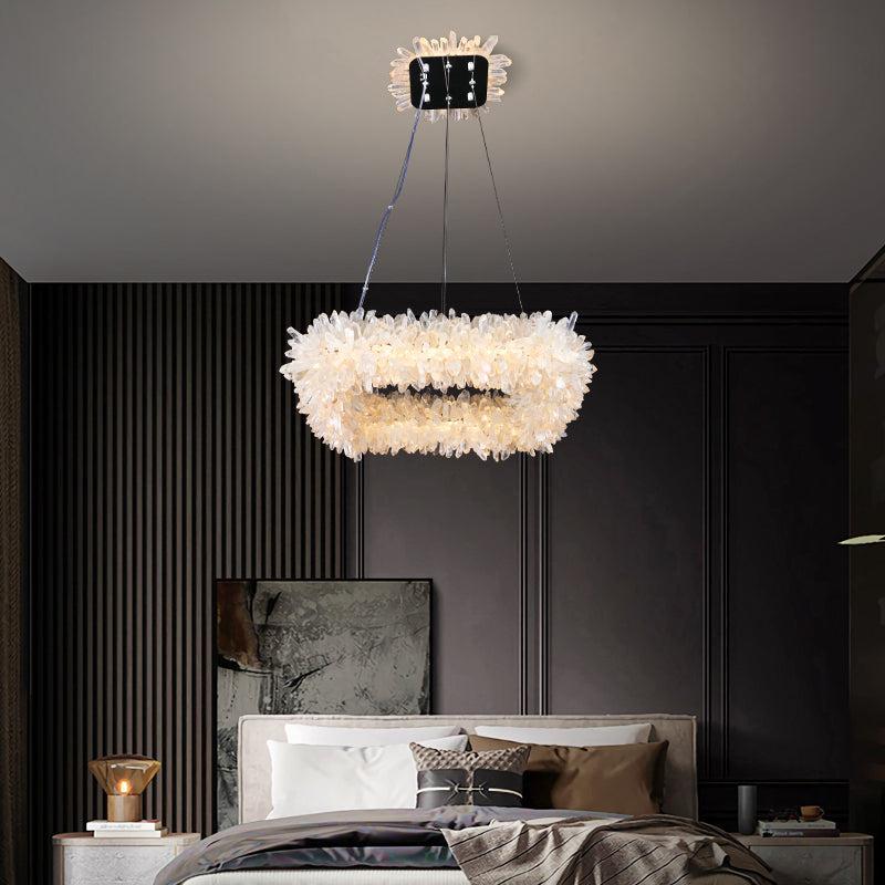 JC Vosa Crystal Cluster Square Modern Chandelier
