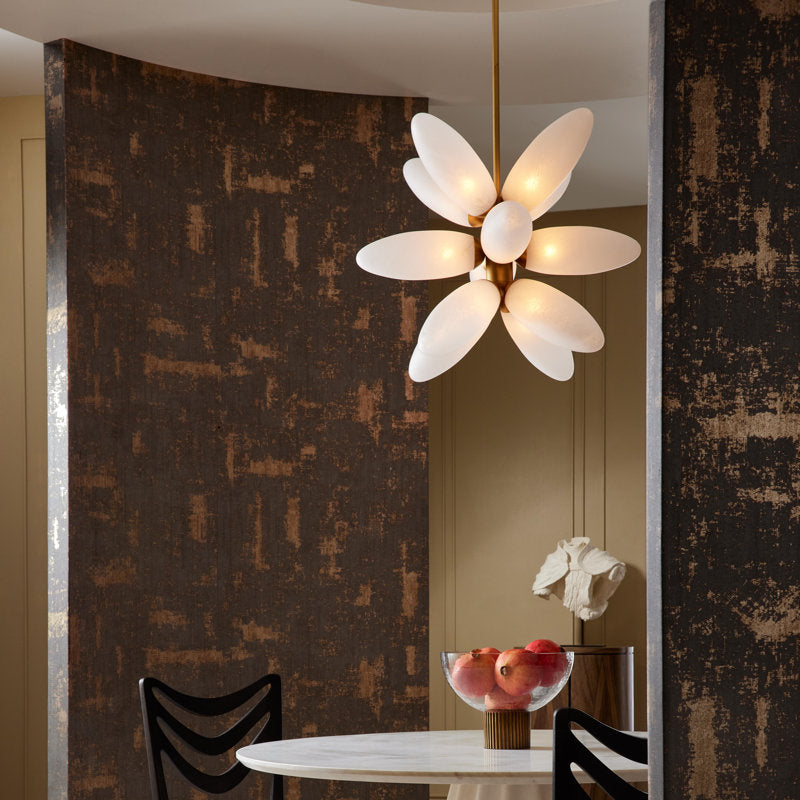 Arteriors Starling 12-Light Chandelier with Sputnik Silhouette and Frosted Glass Petals