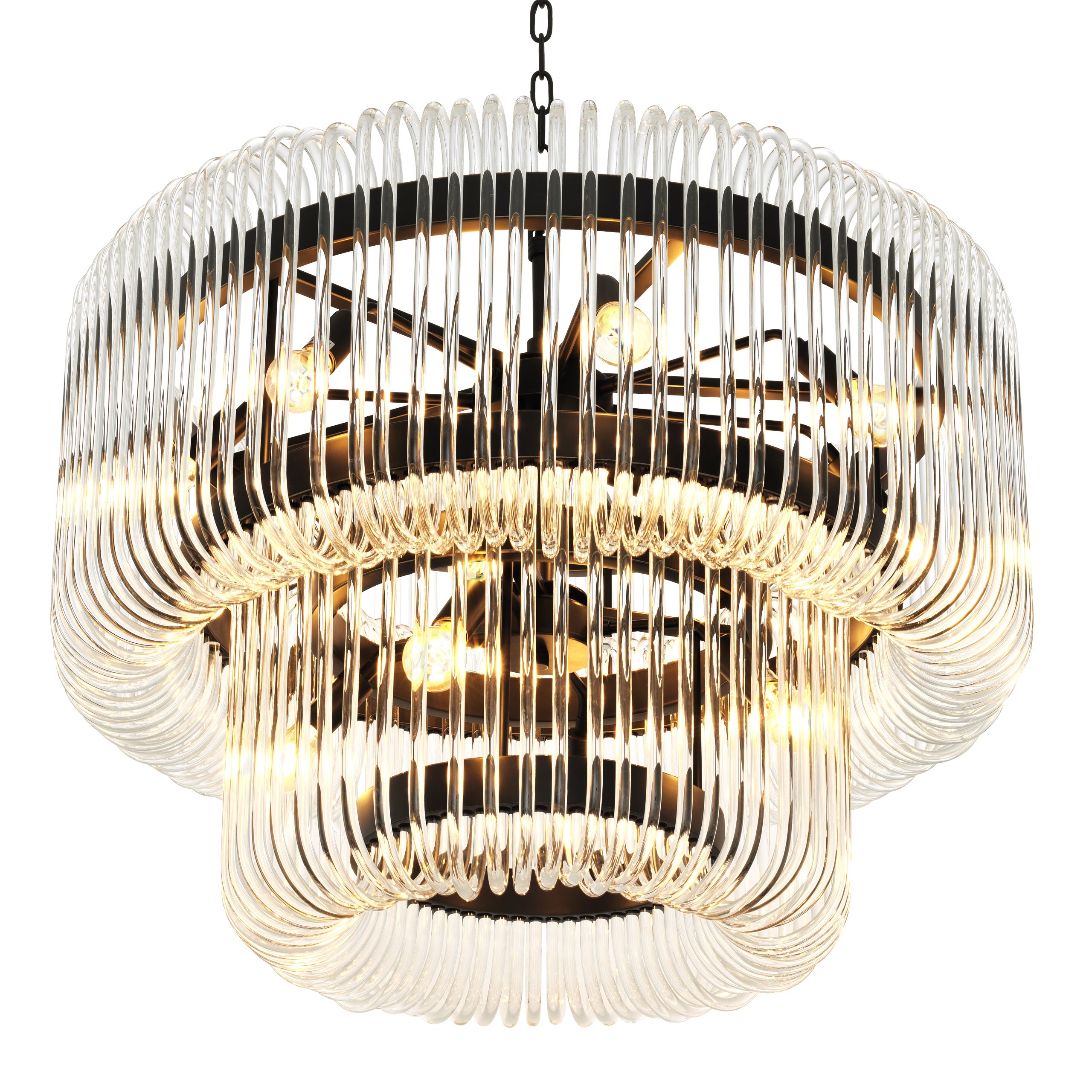 Sutton House Modern Glass Chandelier - Bronze
