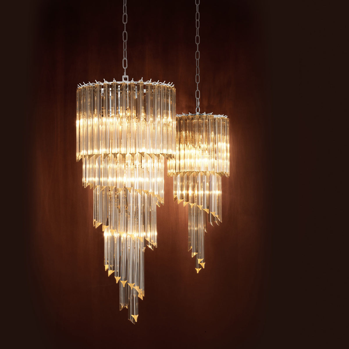 Trapani Modern Glass Chandelier - Nickel
