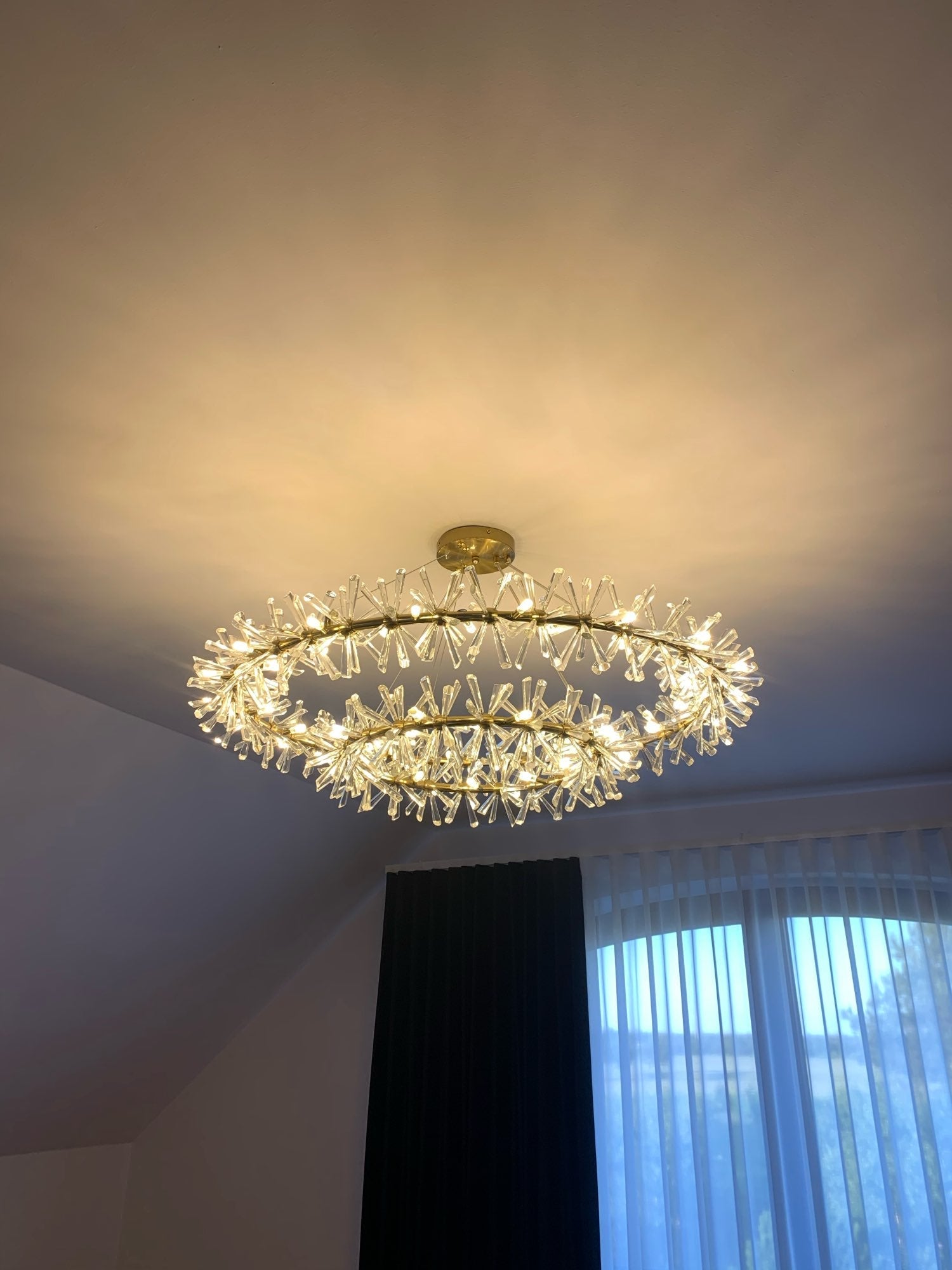 JC Rock 2 Wheel Frozen Ice Crystal Chandelier Light