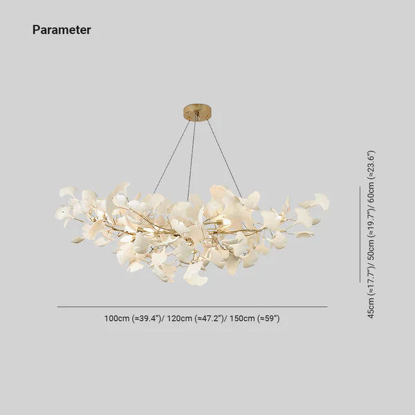 Modern Luxury Linear Ginkgo Ceramic Chandelier for Dining Room/Kitchen Island